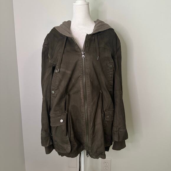 Free People army green lined utility jacket size S - Picture 2 of 9